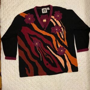 Storybook Knits Cardigan‎ Sweater with Flowers, 2X, Home Shopping Network